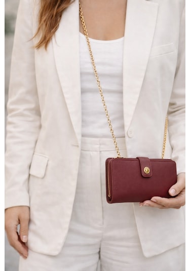 Us Polo Assn Us25594 Bordo Uspolo Assn Zincir Askılıı Kadın Cüzdan
