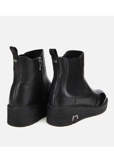 Hotiç Kadın Deri Siyah Streç Dolgu Topuklu Bilekte Chealse Bot 01boh313380a100 01boh313380a100 Siyah