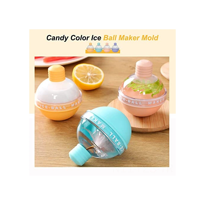 Fosenze Silikon Buz Küre Seti 4'lü, 2.5 İnç, Yiyecek Dereceli, Whiskey Ve Kokteyller İçin, Kolay Çıkarma, Sürekli Soğutma, Stackable Turuncu