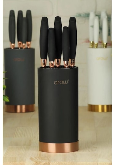 Arow Standlı Lüx Bıçak Seti Siyah Tr-2656 Siyah