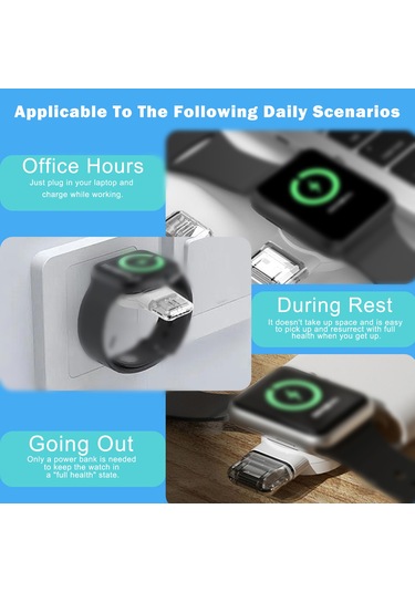 Kosona Apple Watch Tüm Seriler İçin Manyetik Kablosuz Şarj Cihazı, 5w Güç, Akıllı Sıcaklık Kontrolü, Siyah - 2 Saat Tam Şarj