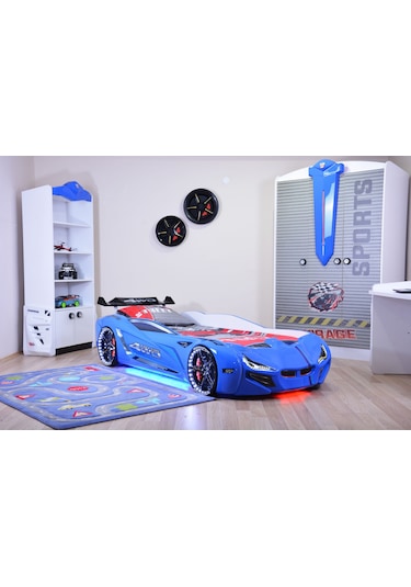 Setaymobilya Arabalı Yatak , Mercedes Mavi Full Ledli , Süperlüx