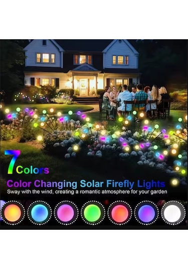 Solar 8 Top Çok Renkli Ateş Böceği Led Bahçe Aydınlatma Solar Bahçe Süsü Çok Renkli