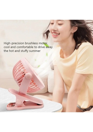 Mini Taşınabilir Klipsli Fan, Usb Şarj, Sessiz, Elektrikli Mavi,