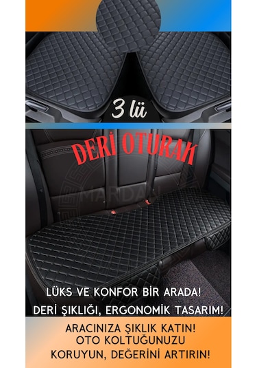 Suzukı Swıft Uyumlu Şark Serisi 3 Parça Deri Cepli Oto Minder Seti Deri
