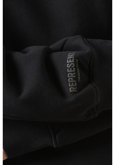 Represent Boyfriend Hoodie, Premium Brushed Fleece Kapüşonlu Sweatshirt Siyah
