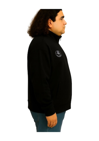 Erkek Büyük Beden 122-158 Kilo Arası İçin Uygun Pamuklu Geniş Kalıp Dik Yaka Fermuarlı Sweat Mont Siyah Erkek Büyük Beden 122-158 Kilo Arası İçin Uygun Pamuklu Geniş Kalıp Dik Yaka Fermuarlı Sweat Mont Siyah