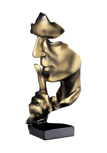 Düşünür Heykeli, Silence Altın Soyut Sanat Heykelcik, Modern Ev Reçine Heykelleri Dekoratif Nesneler Piyano Masaüstü Dekoru Yaratıcı Oda Ev, Ofis Çalışması Altın