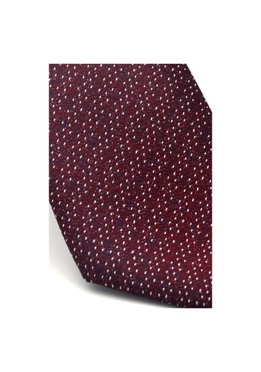 Beyaz Kırcıl Desenli Bordo Dokuma Kumaş Mendilli Slim Fit Kravat // Sdk-2504-3 Bordo