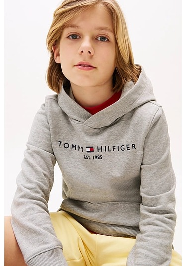 Unisex Çocuk Th Essential Hoodie Kapüşonlu Sweatshirt - Gri Light Grey Heather