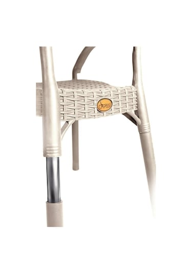 Bambu Kapiçino 90x150 Cm Camsız Rattan Bahçe Balkon Masa Takımı Krem