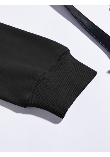 Coke Serisi Car & Letter Graphic Drawstring Thermal Lined Hoodie-trzksw594 Siyah