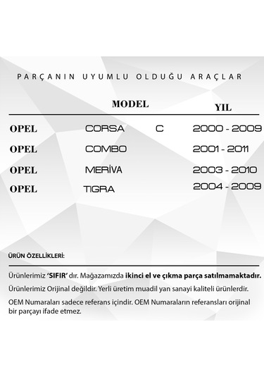 Opel Corsa C, Combo, Meriva, Tigra İçin Vites Tamir Takımı Siyah