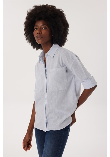 Lee Cooper Mındy Kadın Dokuma Gömlek Mavi 16269 Mavi