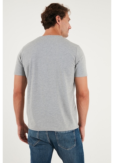 Buratti Pamuklu Regular Fit Bisiklet Yaka Erkek T Shirt 59020204 Gri Melanj