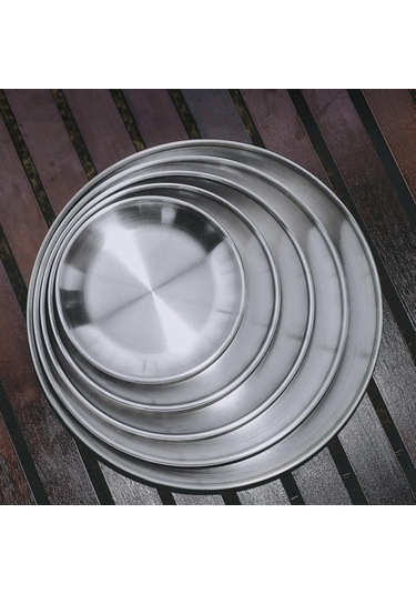 Dolıty 5 Adet Paslanmaz Çelik Yemek Tabağı Piknik Için Metal Gümüş