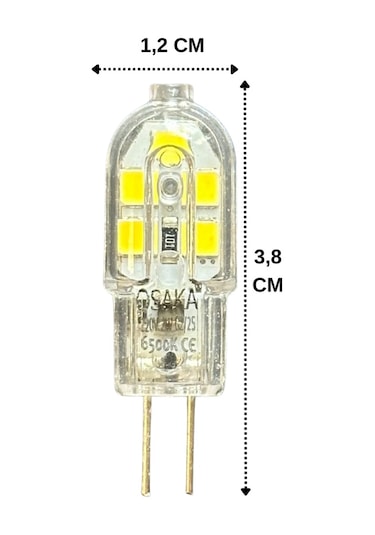 2 Adet Osaka 2w Beyaz Işık 6500k G4 Duylu İğne Bacak Led Kapsül Ampul