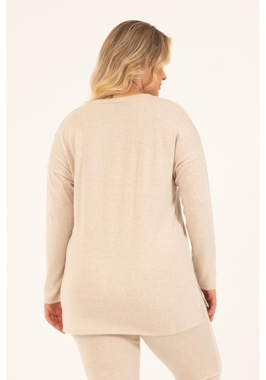 Basic V Yaka Triko Kazak-bej Bej