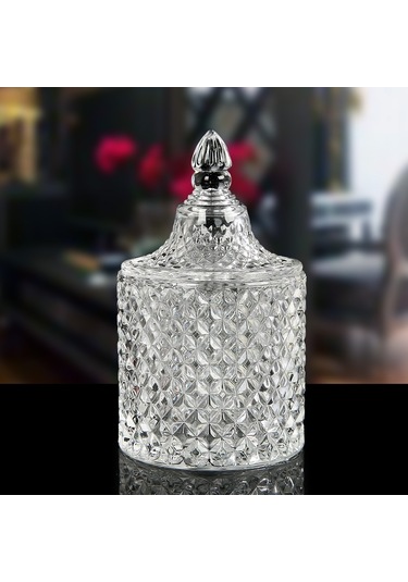 Sones Barok Tarzı Cam Pamuklu Çubuk Kutusu Çok İşlevli Saklama Kovası Kahverengi