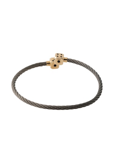 Cenova Kuyumculuk 14 Ayar Altın Zar Charmlı Gri Erkek Bilekliği Altın - Gri