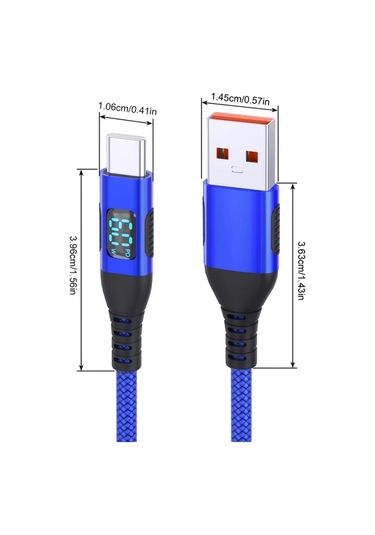 Willowhaven 1 Adet 60w Dijital Ekranlı Usb Type C Hızlı Şarj Kablosu 10ft Kırmızı