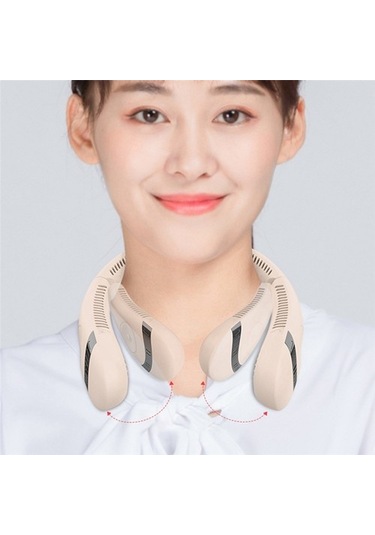 Yeni 5000mah Asılı Boyun Fanı Tembel Taşınabilir Şarj Asılı Boyun Fanı 5433 Pembe