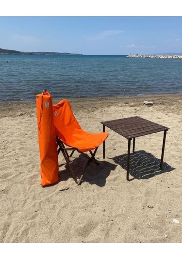 Bag The Joy Ahşap Antrasit İskelet - Turuncu Kılıf Sandalye Turuncu