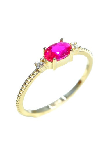 Oval Kesim Yakut Taşı Yan Zirkon Taşlı Modern Tasarım 925 Ayar Gümüş Yüzük Tektaş Günlük-hediyelik