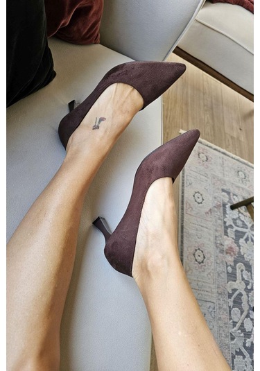 Ops 10 1899 Topukla Kadın Kadeh Topuklu Stiletto Kahve Süet