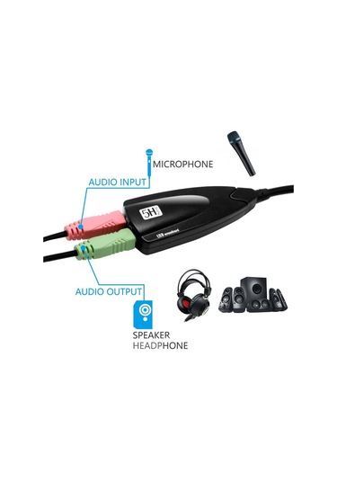 Wozlo 7.1 USB 12 Kanal 64 Bit 5HV2 Destekli Kablolu Audio Çevirici Harici Ses Kartı