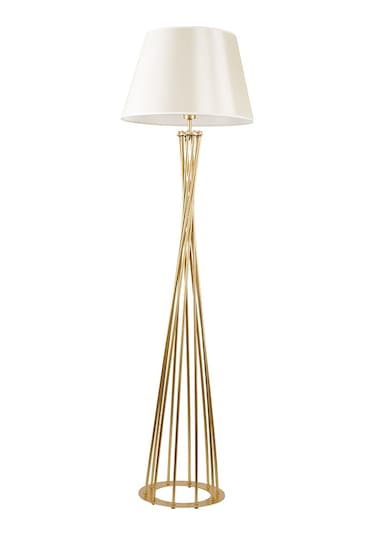 Dylight Retro Lambader Köşe Lambası Mat Gold Krem Başlık 45cm Başlık