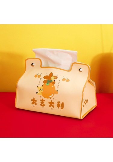 Sones Yeni Yıl Sevimli Mendil Kutusu Su Geçirmez Mendil Kutusu Yurt Araba Taşıma Oturma Odası Evrensel Mendil Kutusu, Stil: İyi Şanslar