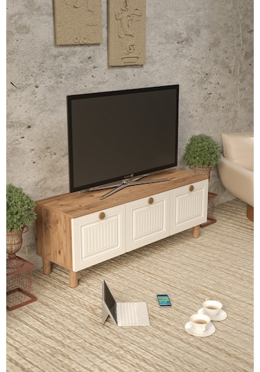 Bohem 135 Cm Mdf Kapak Tv Ünitesi Ceviz - Beyaz