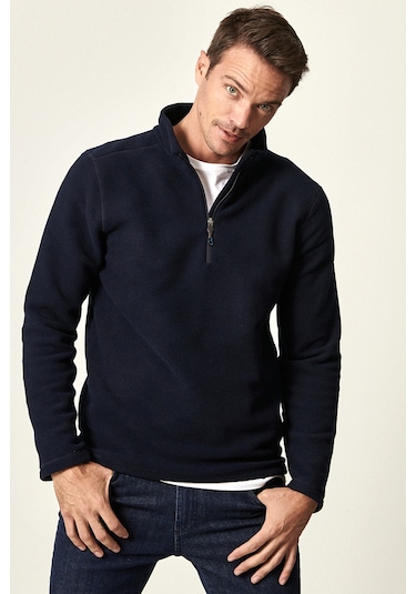 Erkek Lacı Anti-pilling Tüylenme Yapmayan Standart Fit Dik Yaka Polar Sweatshirt Lacı