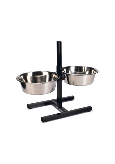 Beeztees Köpek İkili Mama Su Kabı, Ayaklı, Paslamaz Çelik, 28cm, 2x4,5l