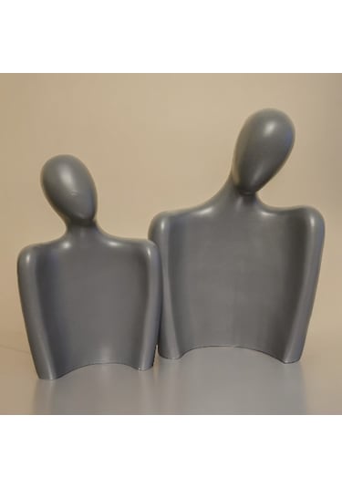 Soyut İnsan Figürlü 2'li Antrasit Biblo