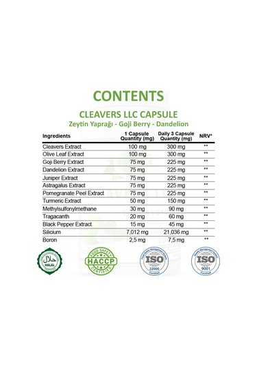 Gökçek Şifa Yoğurt Otu LLK (Cleavers Llc Capsule) 60 Kapsül