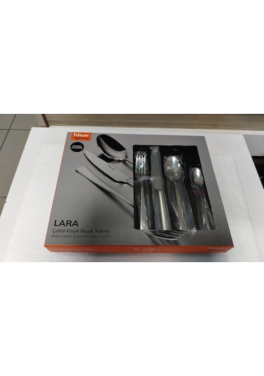 Hi Sar Optima Lara 24 Parça 6 Kişilik Çatal Kaşık Bıçak Takımı Açık Gri