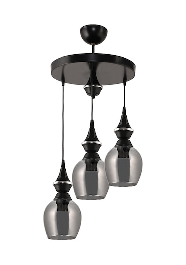 Dd Üçlü Pera Sarkıt Avize Füme Camlı Siyah3