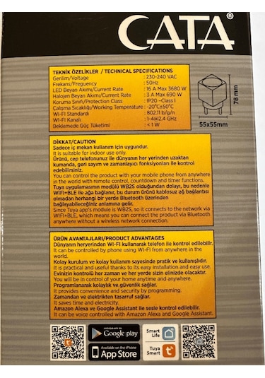 Cata Ct-4010 Wifi Üzerinden Kontrol Edilebilen Akıllı Priz 8 Adet