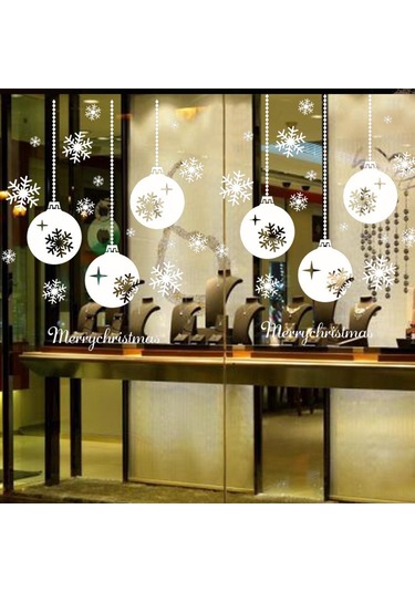 Geekyou Noel Dekorasyonu Pvc Duvar Stickerı - Geri Çıkarılabilir Pencere Vitrini Decoru M-122 Diğer