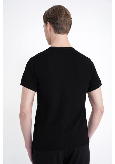 Efor Comfort Fit Rayon Karışımlı Siyah Bisiklet Yaka Tişört Ts 925