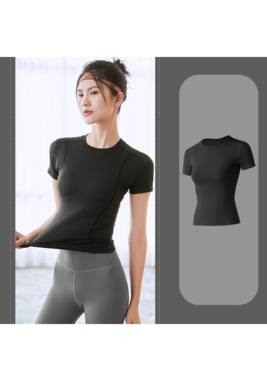 Gajeena Kadın Spor Tişört - Esnek, Nefes Alabilir, Yoga Ve Koşu İçin Rahat Fit SiYAH