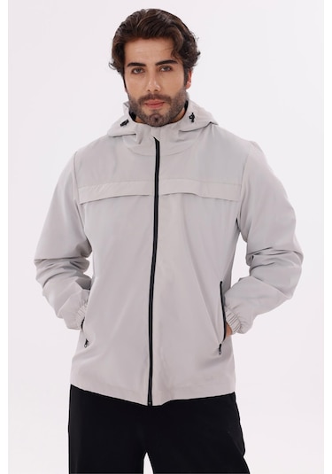 Erkek Kapüşonlu Nova Kumaş Hafif Ve Dayanıklı Şık Mevsimlik Su Ve Rüzgar Geçirmez Yağmurluk Taş