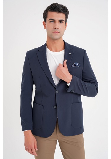 C 697 Ceket Regular Fit Lacivert-1 Casual Lacivert