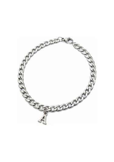 Kişiye Özel Harfli Gurmet Zincirli Unisex Çelik Bileklik Sevgiliye Eşe Hediye Eck06h Metalik