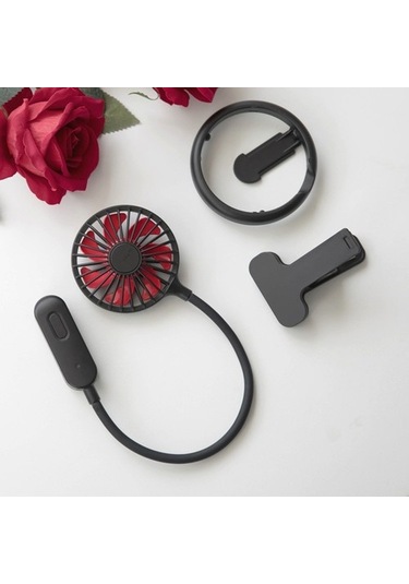 Asma Boyun Kulaklık Klipsli Fan Öğrencisi Yurt Taşınabilir Usb Katlanır Mini Fan Yeşil 3251 Yeşil