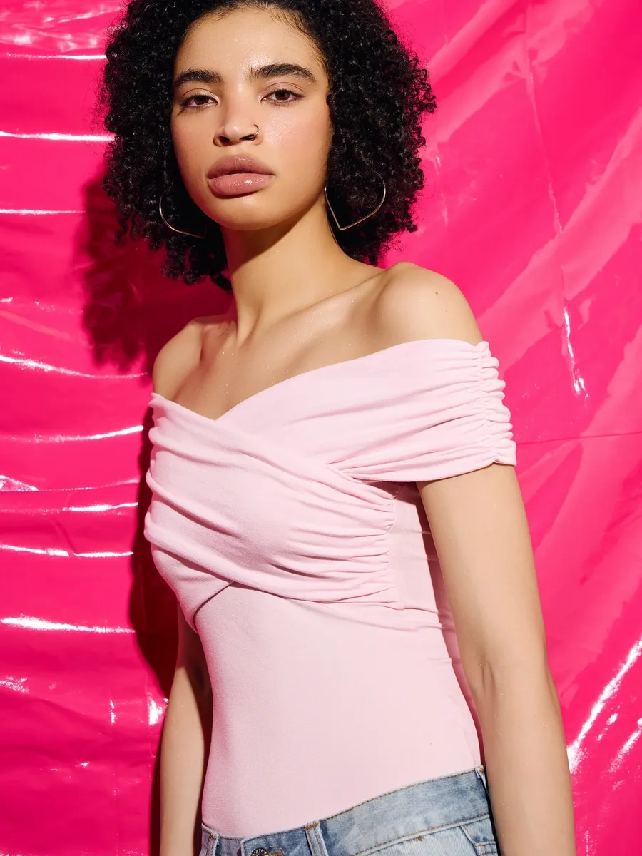 Tvoe Zarif Bir Gece Body Bluz Kuşaklı 436063458 Pembe