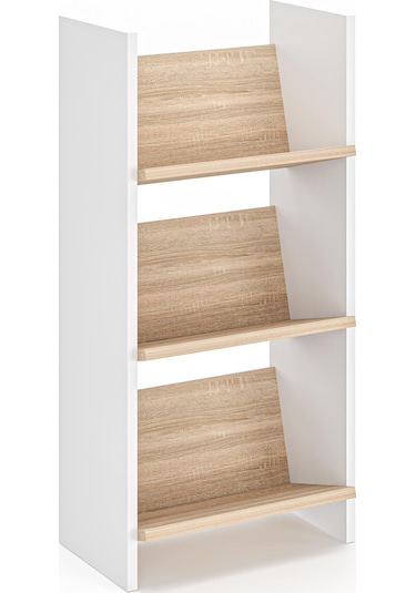 Derga 3 Raflı Kitaplık Beyaz - Meşe