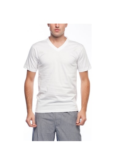 Nbb 707 Erkek Atlet Kısa Kollu V Yaka Beyaz